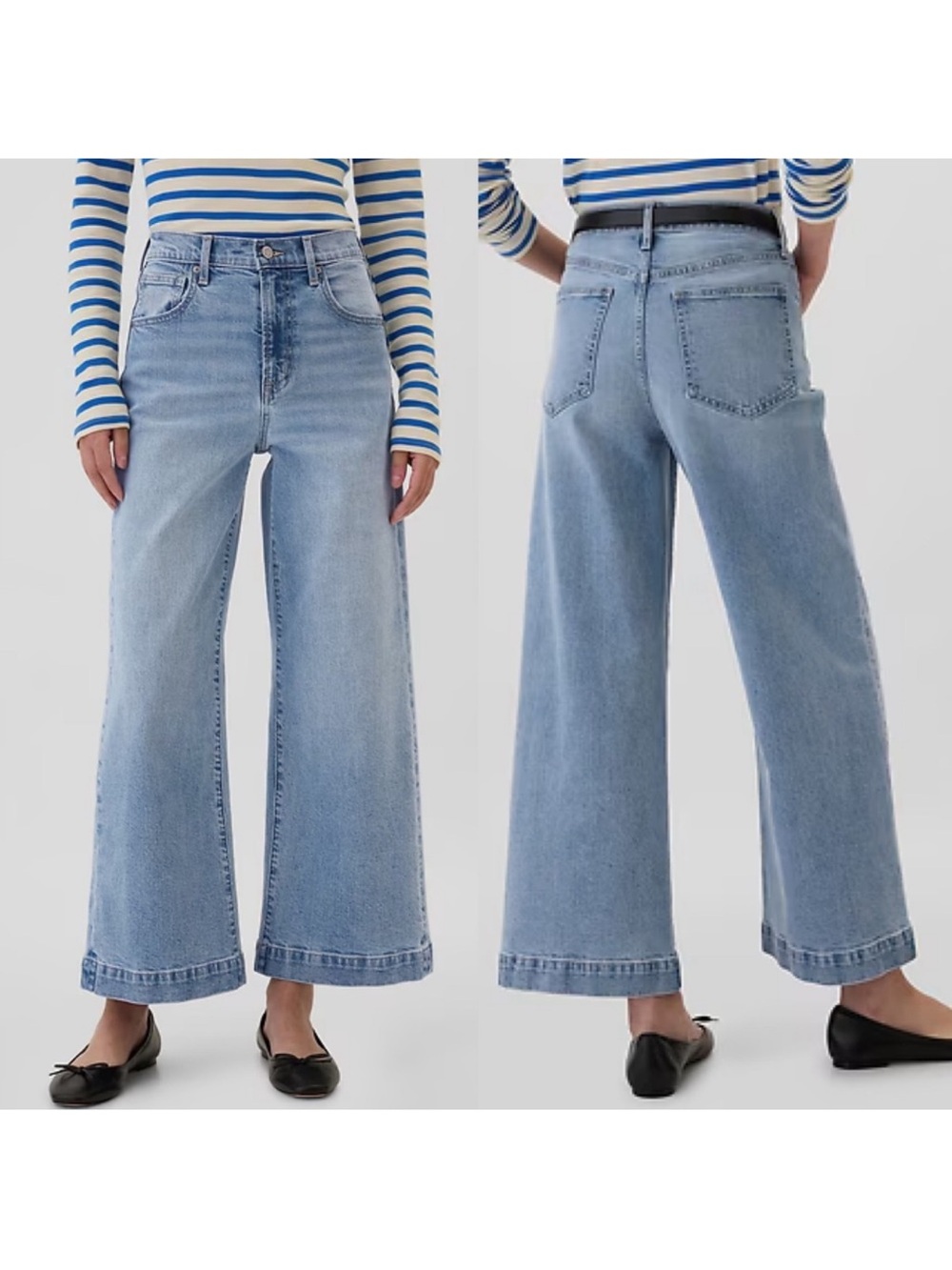 GAP High Rise Wide-Leg Crop Jeans Light Wash Size 6